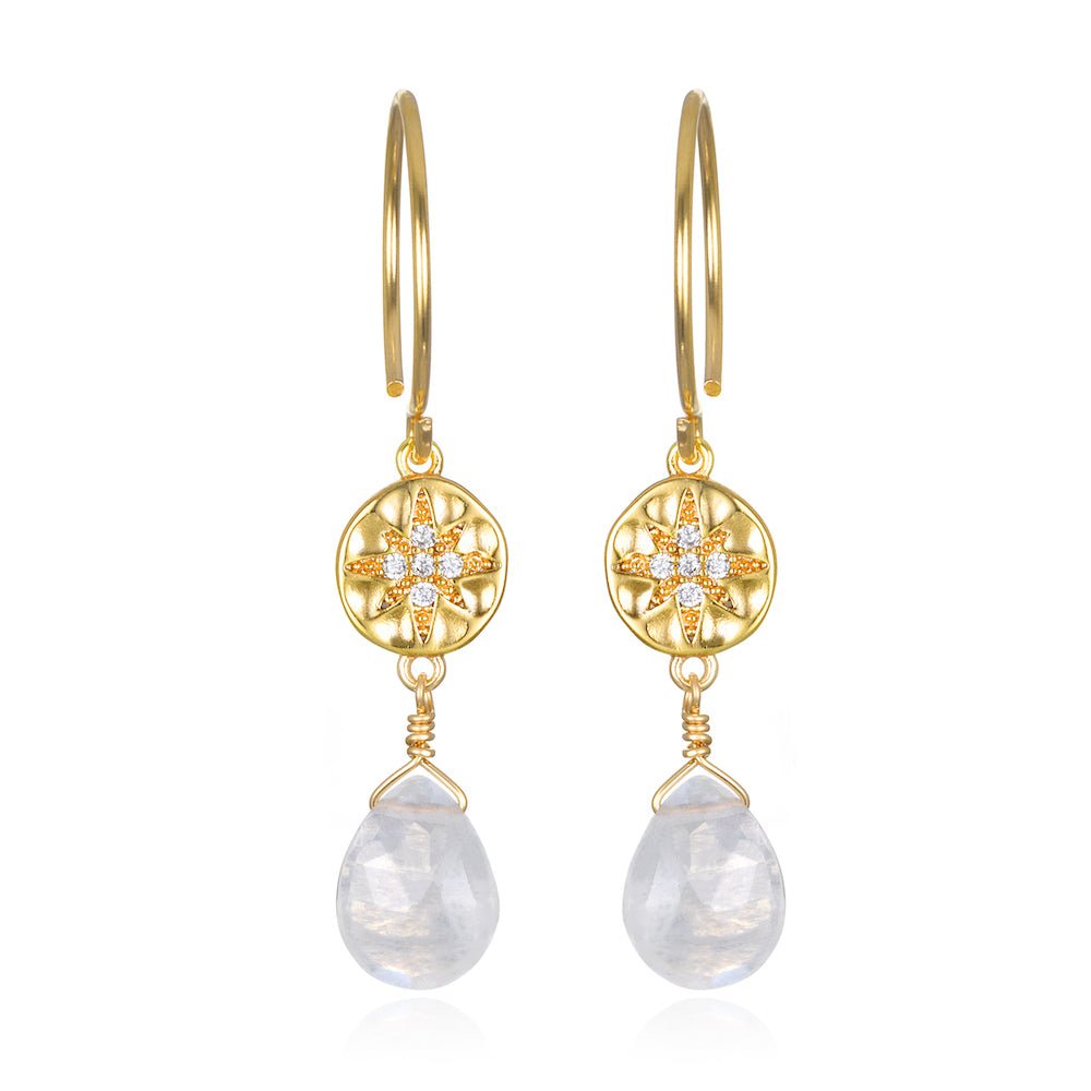 Starburst Rainbow Moonstone Earrings
