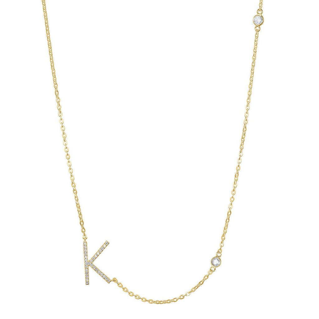 Statement Sparkle Initial Necklace Gold Silver