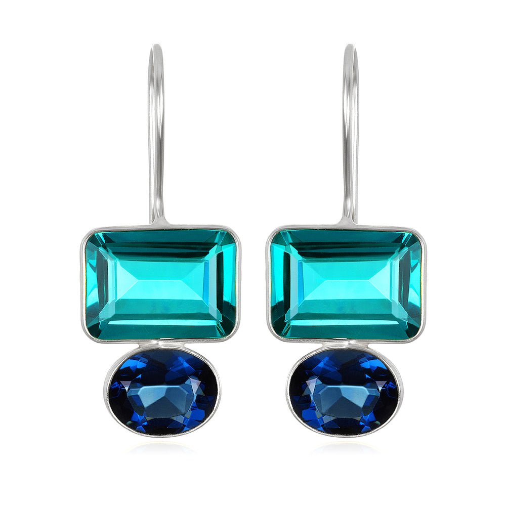 Valencia Earring Aqua & Royal Blue Silver