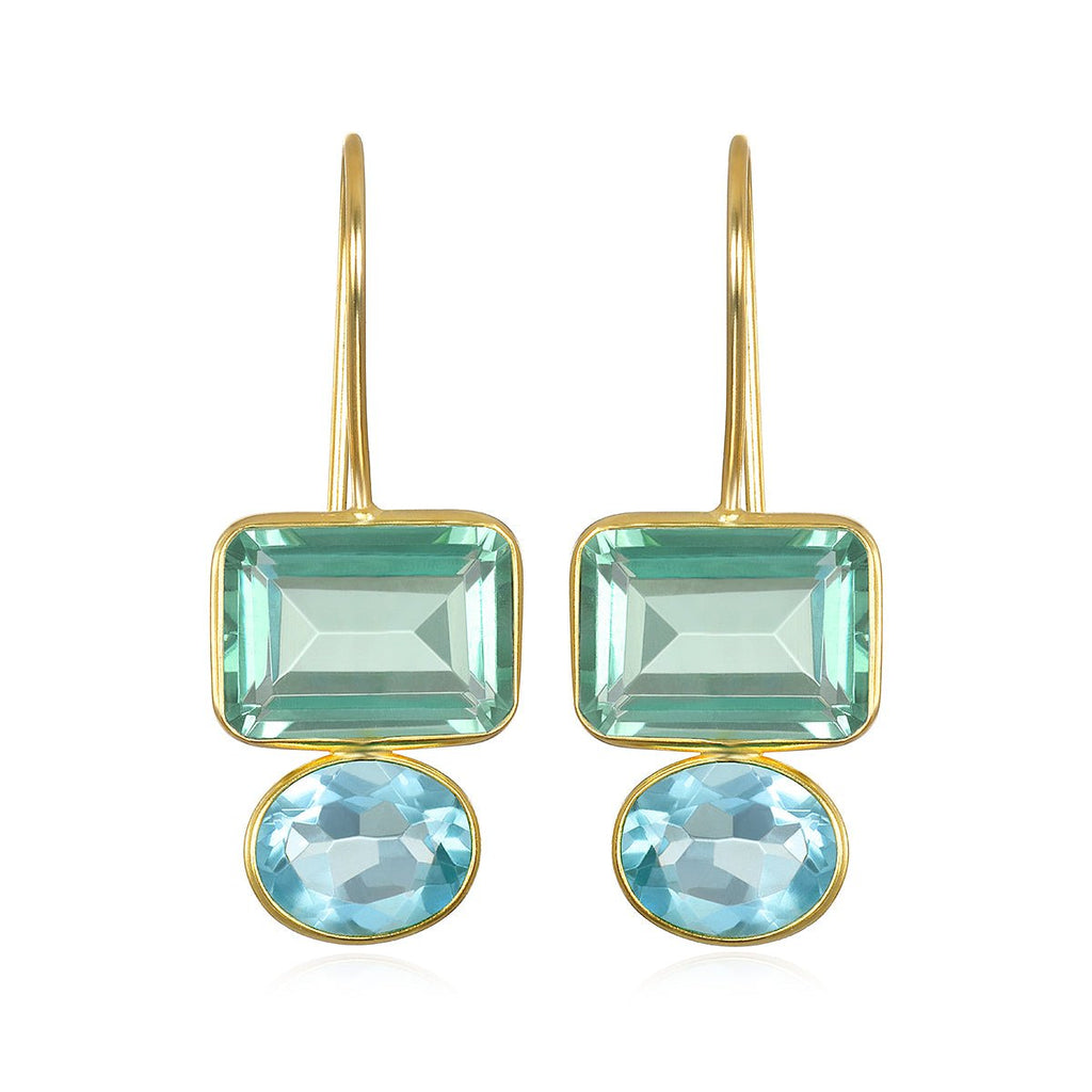 Valencia Earring Aquamarine & Sky Blue Gold