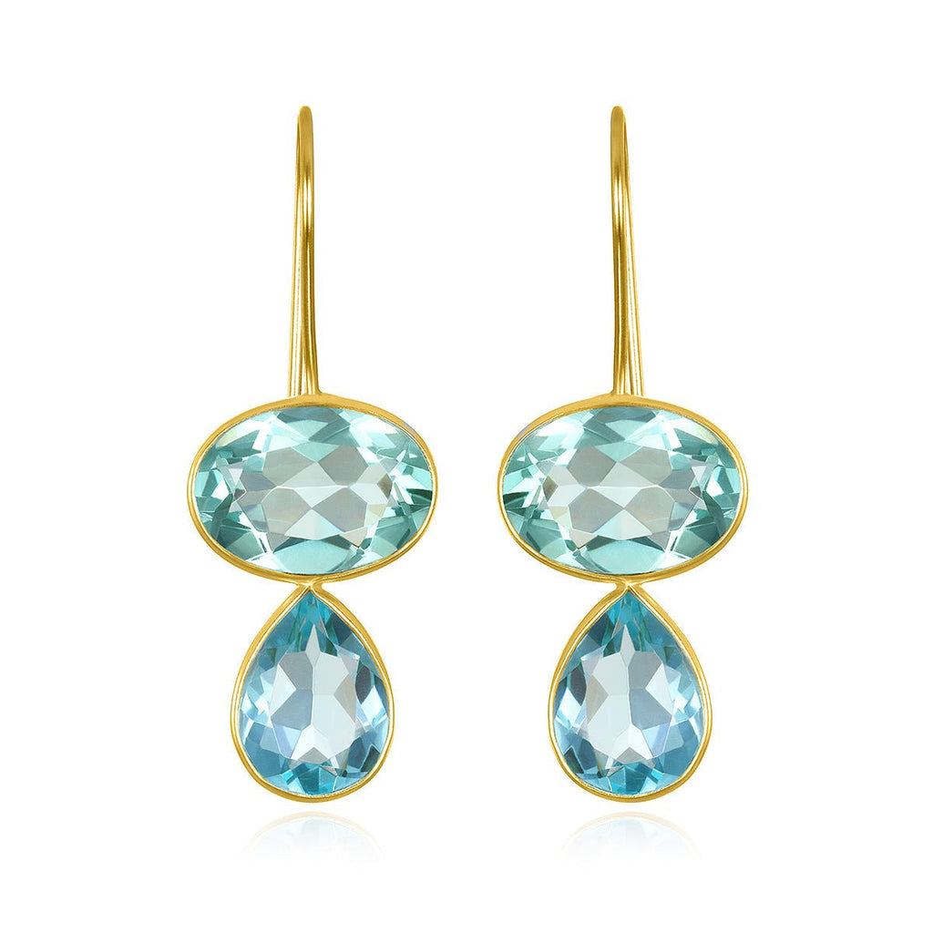 Valencia Teardrop Earring Aquamarine & Sky Blue Gold
