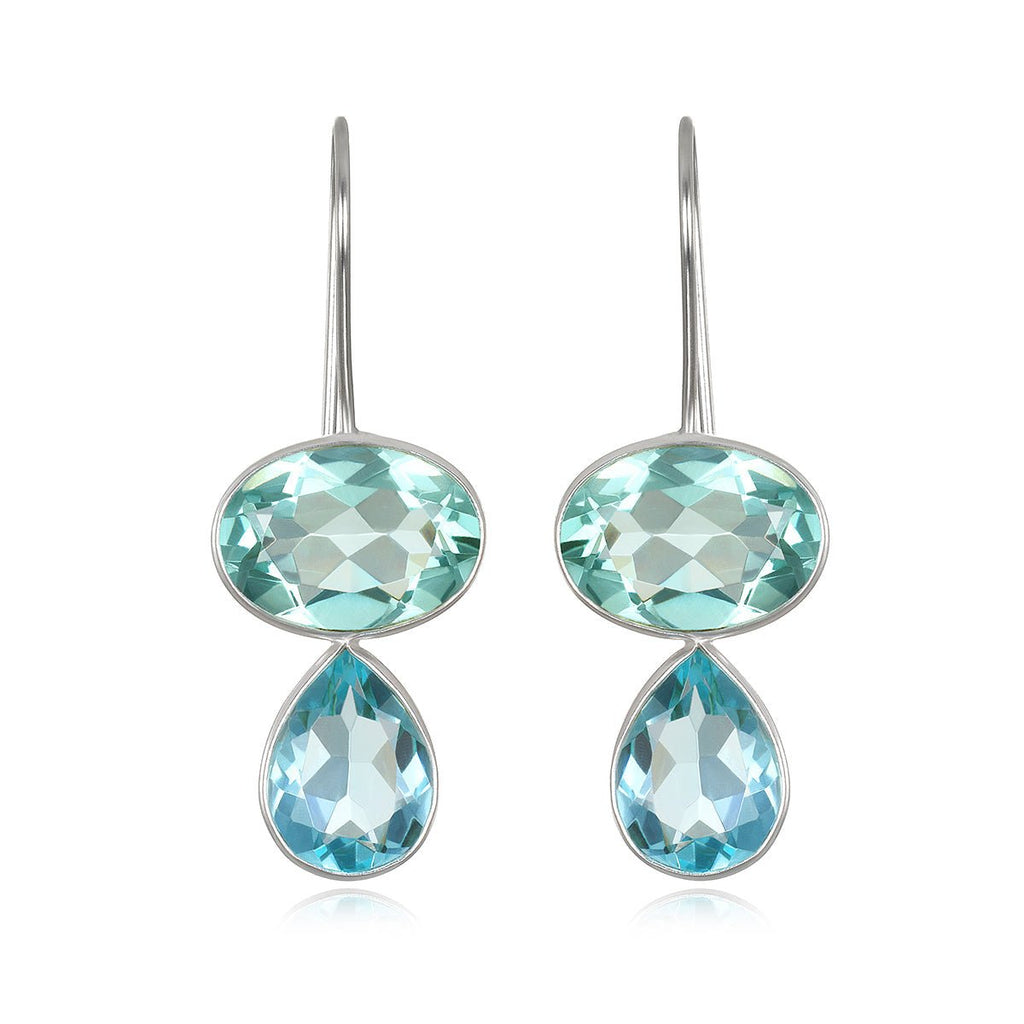 Valencia Teardrop Earring Aquamarine & Sky Blue Silver