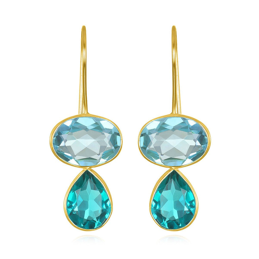 Valencia Teardrop Earring Sky Blue & Teal Gold