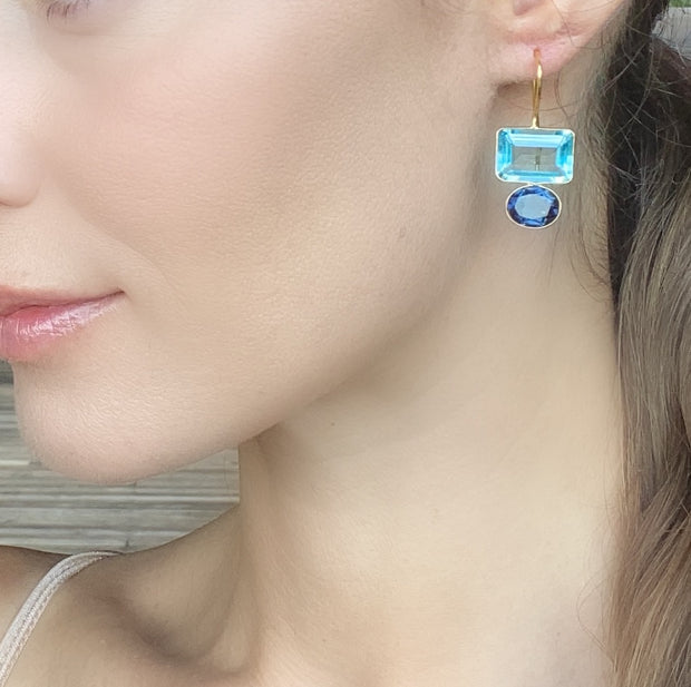 Valencia Earring-Sky Blue & Royal Blue Gold